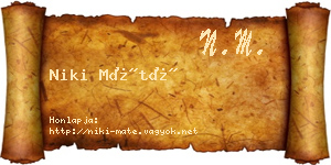Niki Máté névjegykártya